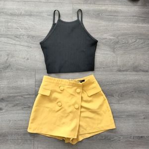 Hera Collection Black Crop Top & Forever21 Yellow Short Skirt Size S